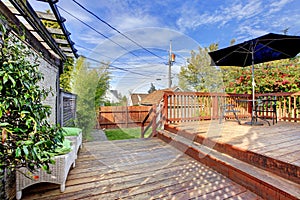 Backyard deck with patio area