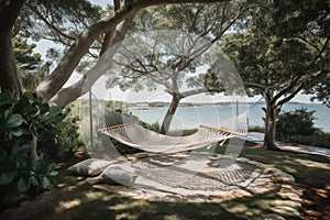 backyard escape with hammock, shade, and views of water for ultimate relaxation