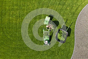 Backyard Garden Lawn Mowing and Maintenance Aerial View