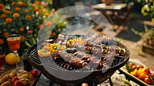 backyard grilling, the grill is sizzling in the backyard, tantalizing with delicious scents and promising a delightful photo