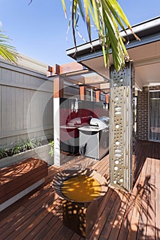 A backyard in the luxury modern house
