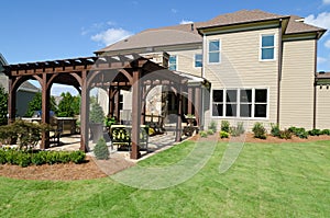 Backyard with pergola photo