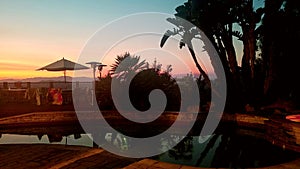 Backyard Pool & Deck at Sunset