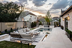 Backyard With Pool and Patio Furniture