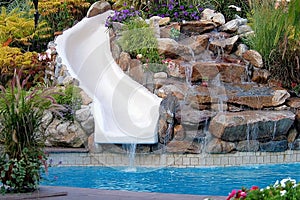 Backyard pool and slide