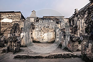 Backyard in ruins of Templo de San Jose cathedral, Antigua, Guatemala, Central America