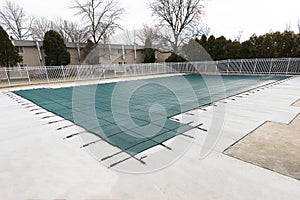 backyard swimming pool and closed down for winter