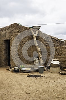 Backyard of a traditional home in a village of Burkina Faso Wes