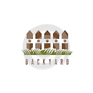 Backyard vector design template with fence