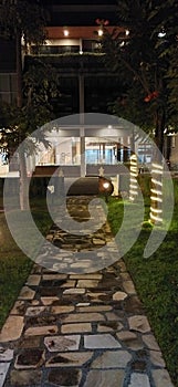 Backyard villa with a little light