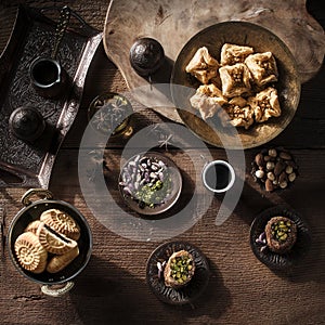 Baclava Mix and Mamul Mix with pistachio, nuts, hazelnuts and coffee