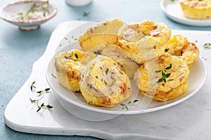 Bacon and cheddar egg muffins for breakfast