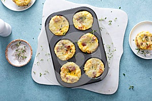 Bacon and cheddar egg muffins for breakfast