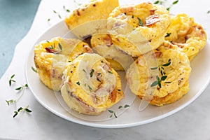 Bacon and cheddar egg muffins for breakfast