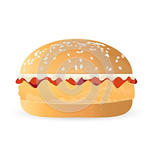 bacon and cheese chicken burger illustration