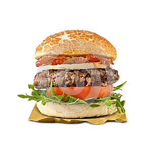 Bacon and cheese Hamburger isolated