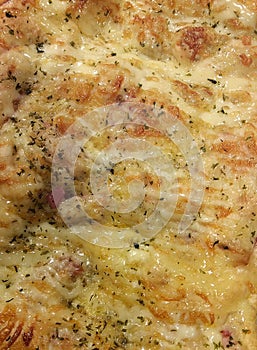 Bacon and cheese pastry macro detailed texture