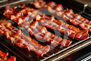 Bacon Cooking on Grill in Oven
