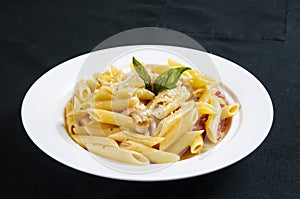 Bacon and cream batter   Penne carbonara