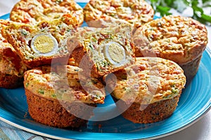 Bacon, Egg and Cheese Breakfast Muffins, top view