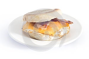 Bacon egg cheese english muffin breakfast sandwich