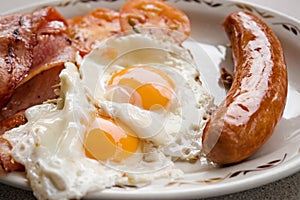 Bacon egg sausage breakfast