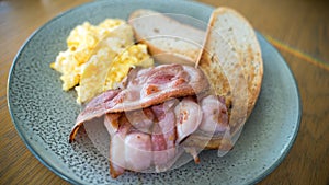 Bacon And Eggs On Toast Breakfast Meal