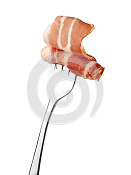Bacon on fork photo