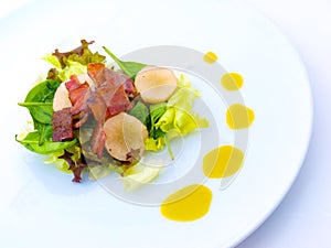 Bacon Gourmet Salad on White Plate