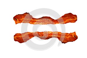 Bacon. Hot Crisp Fried Bacon isolated on white with room for your text