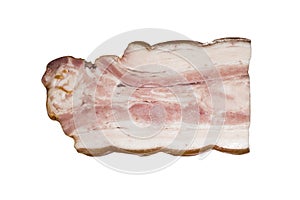 Bacon isolated on white background.Piece of pork belly.