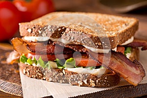 Bacon, Lettuce, and Tomato BLT Sandwich photo