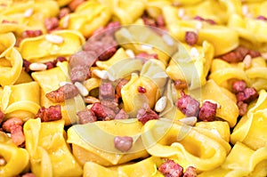 Bacon pasta closeup cappelletti ferraresi