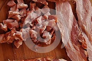 Bacon. Raw, smoked pork. Component dishes