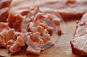 Bacon. Raw, smoked pork. Component dishes