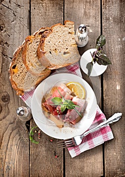 Bacon rolls with bread