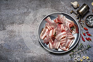 Bacon rolls on gray background