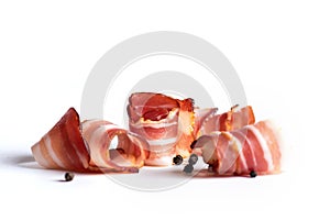 Bacon rolls isolated on white