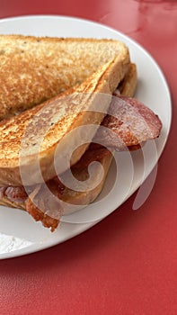 Bacon sandwich close up