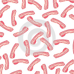 Bacon strip pattern on white background. Bacon Strip.