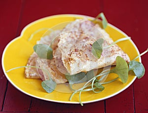 Bacon and tetragonia spinach pancake photo