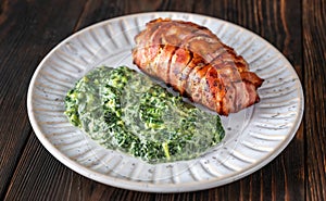 Bacon-wrapped beef steack
