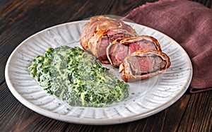 Bacon-wrapped beef steack