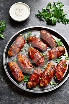 Bacon wrapped grilled chicken wings