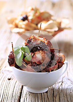 Bacon wrapped prunes