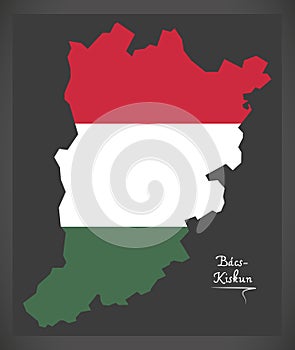 Bacs-Kiskun map of Hungary with Hungarian national flag