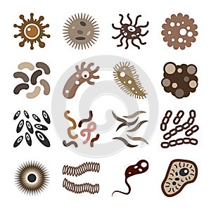 Virus Icons Set : Bacteria Microbes Viruses corona