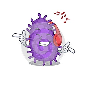 Bacteria bacilli Cartoon design concept listening music