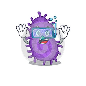 Bacteria bacilli mascot design concept wearing diving glasses