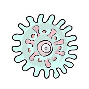 Bacteria Cell icon. Virus. Infected cell